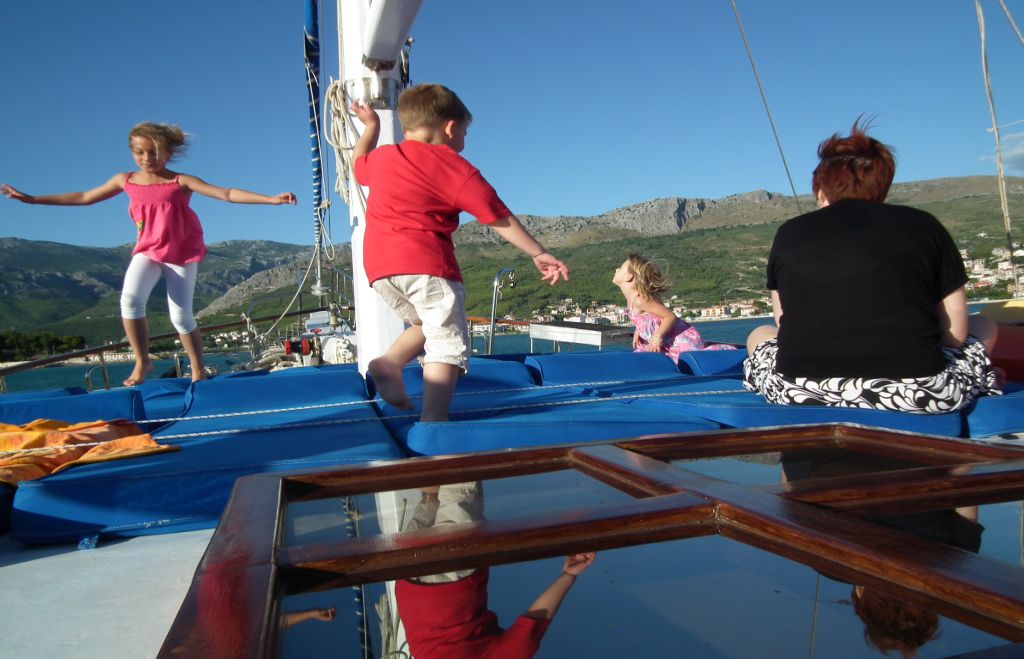 Kids playing on the deck