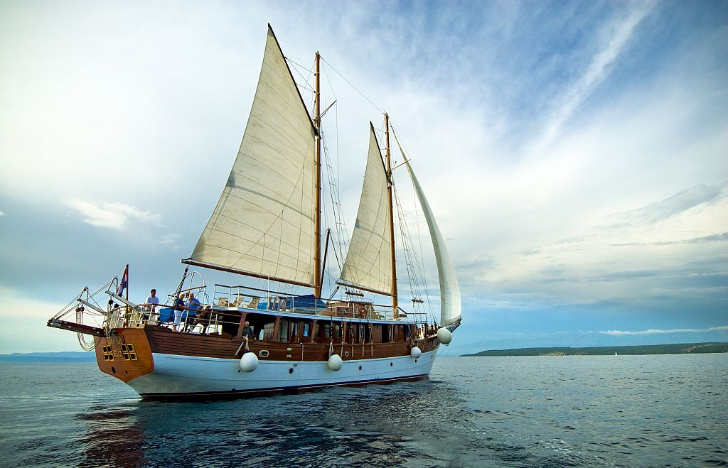 Adriatic Sea, Croatia. Wooden sailboat Adriatic Sea, Croatia. Wooden sailboat