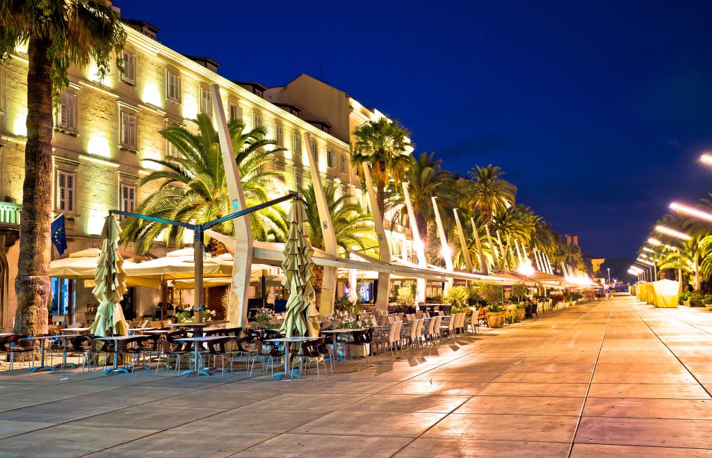 Split Riva waterfront evening view Dalmatia Croatia Split Riva waterfront evening view Dalmatia Croatia
