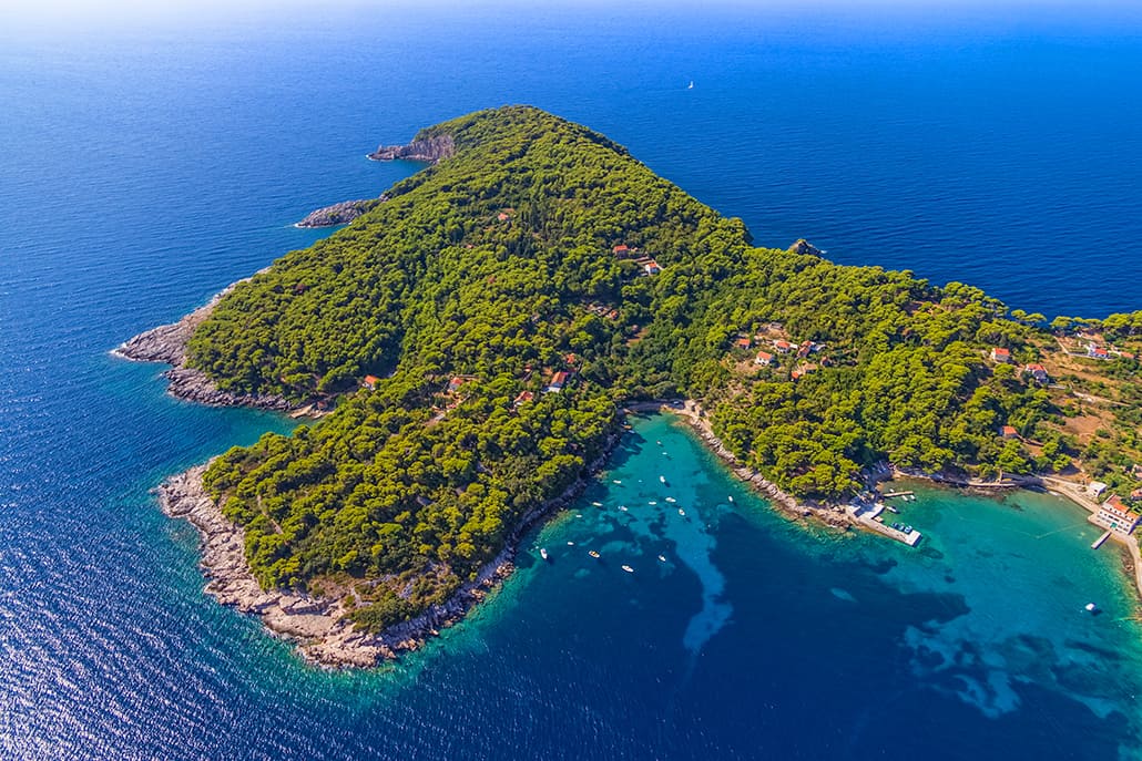 Rocky beach on Elaphites island Kolocep - Dubrovnik archipelago