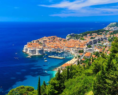 A panoramic view of the walled city Dubrovnik Croatia