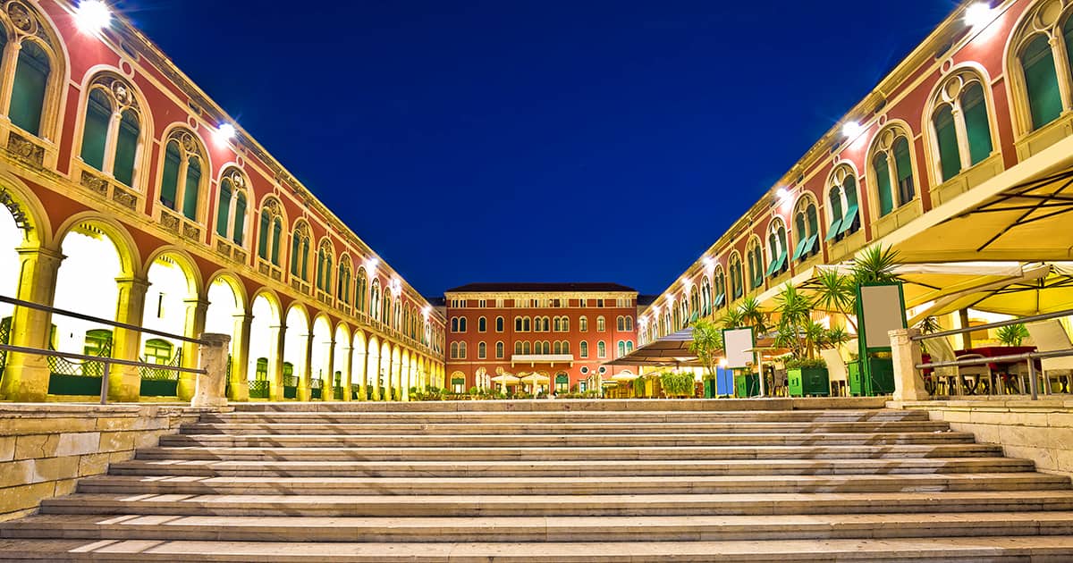 Prokurative square in Split evening view Dalmatia Croatia