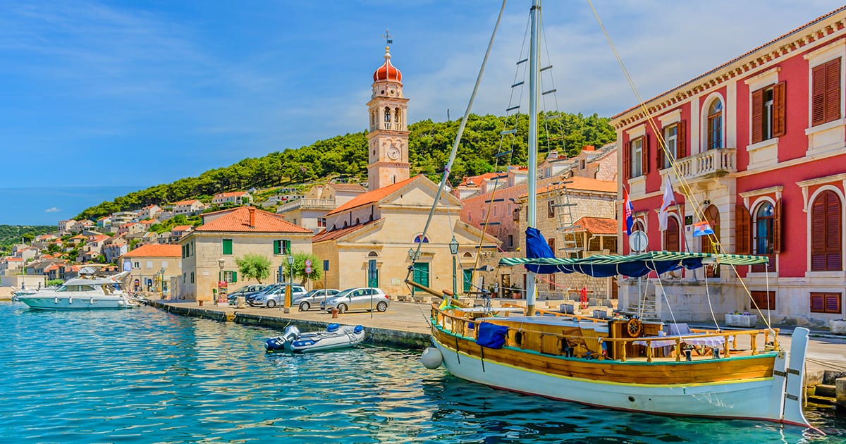 Pucisca is small town on Island of Brac, popular touristic destination on Adriatic sea, Croatia