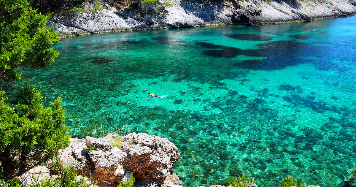 Scenic view of Adriatic sea bay in Croatia, island Korcula snorkeling