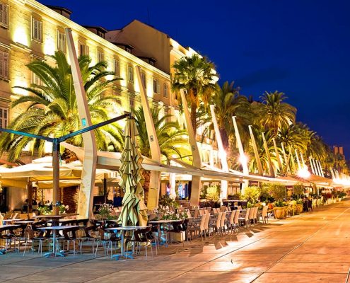 Split Riva waterfront evening view Dalmatia Croatia