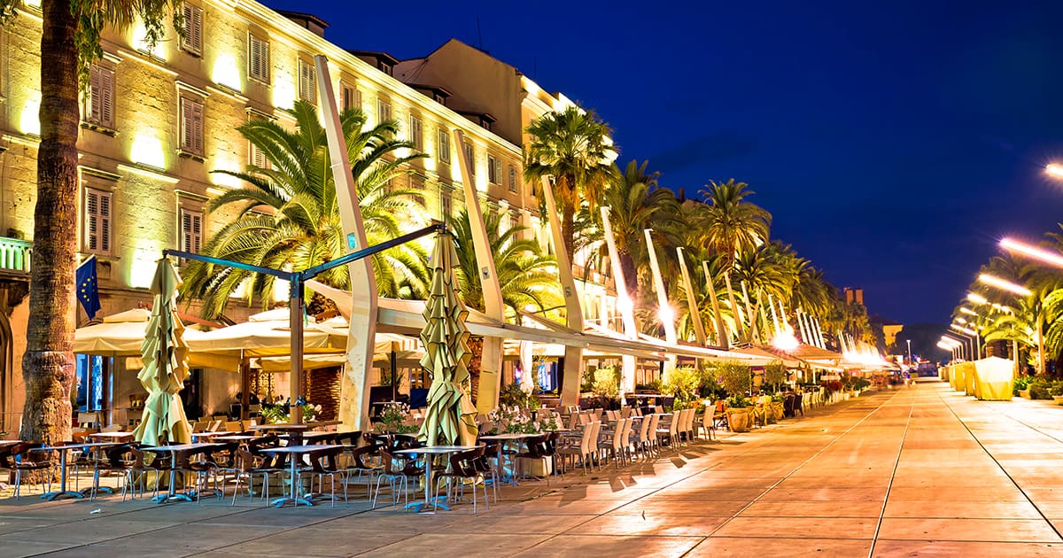 Split Riva waterfront evening view Dalmatia Croatia