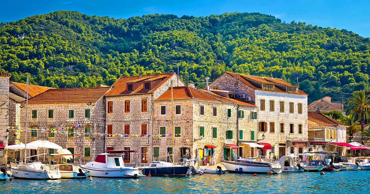 Stari Grad waterfront view island of Hvar Croatia