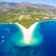 Aerial view of Zlatni Rat beach close to the town of Bol on the island of Brac, Croatia